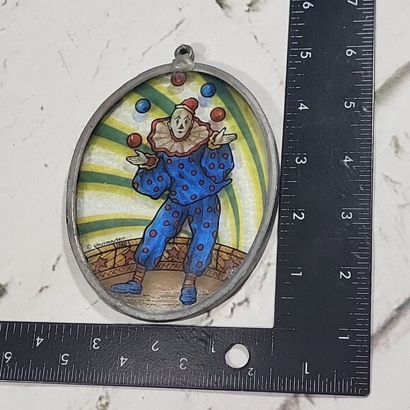 Glass Masters Suncatcher Juggling Circus Clown Carnival Oval Vintage 1980 - Picture 10 of 11